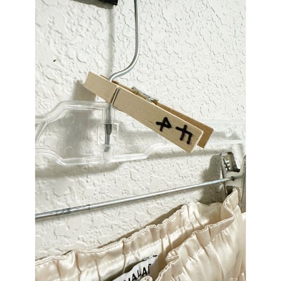 Nonchalant Label Womens Evory Pant Elastic Waist Ruffle Trim Champagne Small - Picture 5 of 6